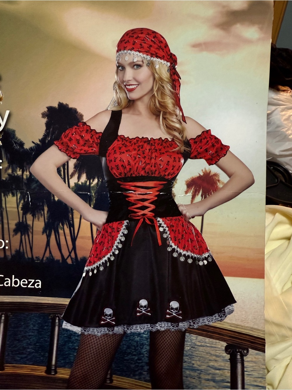 Pirate Halloween Costume Dress Women’s Sz S Red and Black
